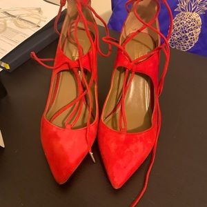 Aquazurra christy suede pumps - size 36/6 - red